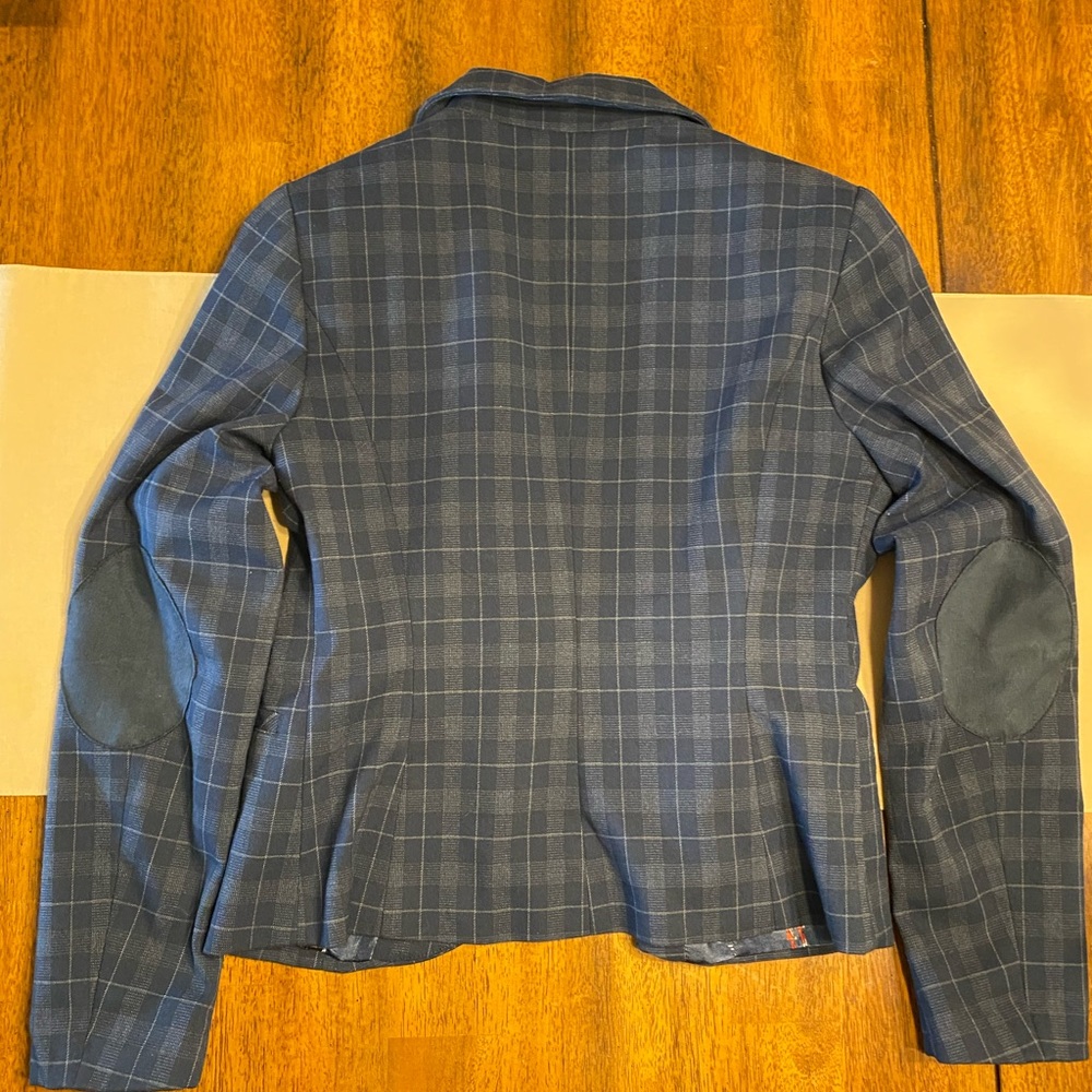 Savile Row. Women’s navy and gray plaid blazer with elbow patch’s. Size medium - Picture 12 of 15